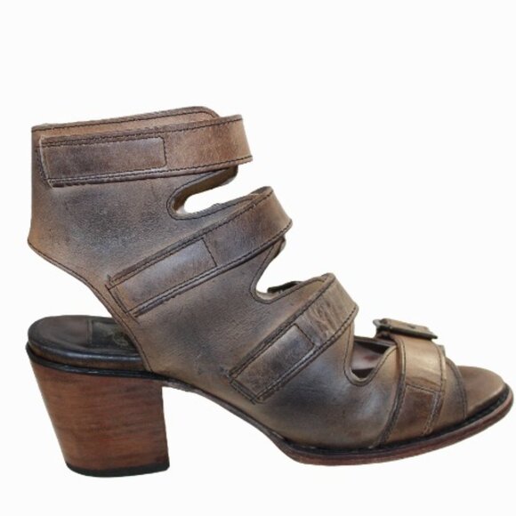 Freebird By Steven Quail Tan Leather Caged Gladiator Heels, Size 8 - Picture 4 of 14